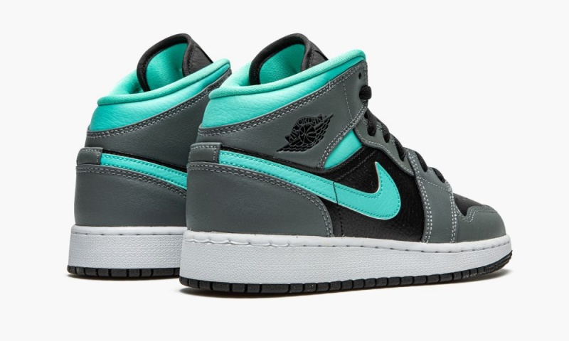 Nike Air Jordan 1 Mid GS 'Grey / Aqua' Lasten Kengät Mustat Vihreä Harmaat | 724ORLTFD