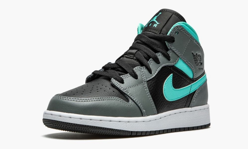 Nike Air Jordan 1 Mid GS 'Grey / Aqua' Lasten Kengät Mustat Vihreä Harmaat | 724ORLTFD