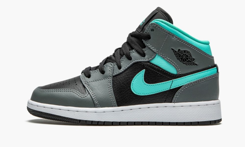 Nike Air Jordan 1 Mid GS \'Grey / Aqua\' Lasten Kengät Mustat Vihreä Harmaat | 724ORLTFD