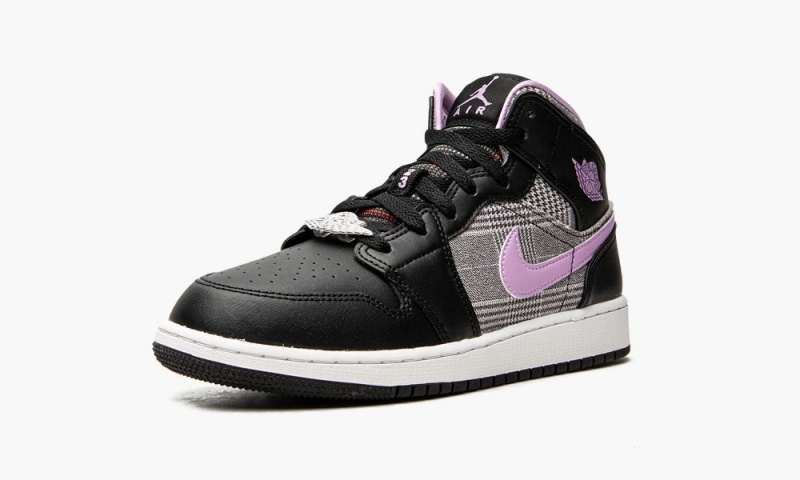 Nike Air Jordan 1 Mid GS 'Houndstooth' Lasten Kengät Mustat Violetit Valkoinen Metal | 931XJHUVS