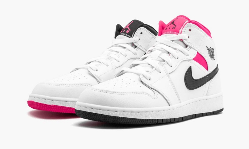 Nike Air Jordan 1 Mid GS 'Hyper Pink' Lasten Kengät Valkoinen Mustat Pinkki | 981YKEZWH
