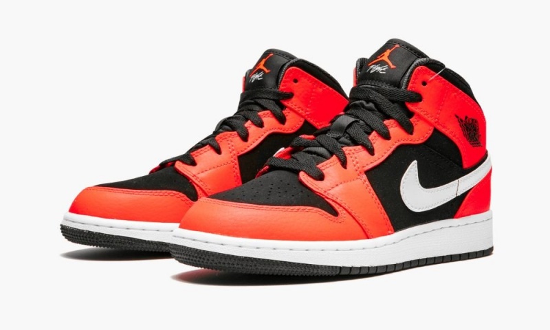 Nike Air Jordan 1 Mid GS 'Infrared' Lasten Kengät Mustat Valkoinen Punainen | 286WUVGBE