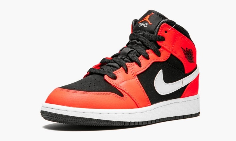 Nike Air Jordan 1 Mid GS 'Infrared' Lasten Kengät Mustat Valkoinen Punainen | 286WUVGBE