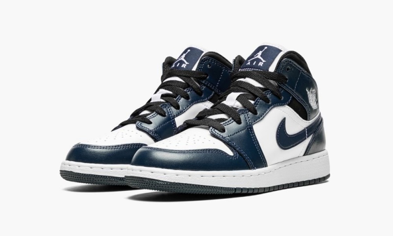Nike Air Jordan 1 Mid GS Lasten Kengät Laivastonsininen Valkoinen Mustat | 045FBWMUP