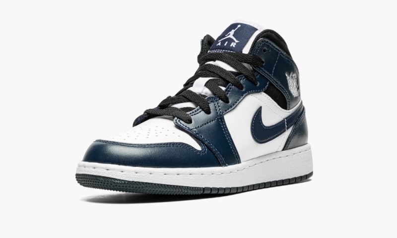 Nike Air Jordan 1 Mid GS Lasten Kengät Laivastonsininen Valkoinen Mustat | 045FBWMUP