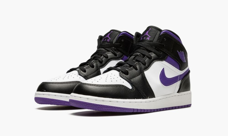 Nike Air Jordan 1 Mid (GS) Lasten Kengät Mustat Valkoinen | 704UQOMFT