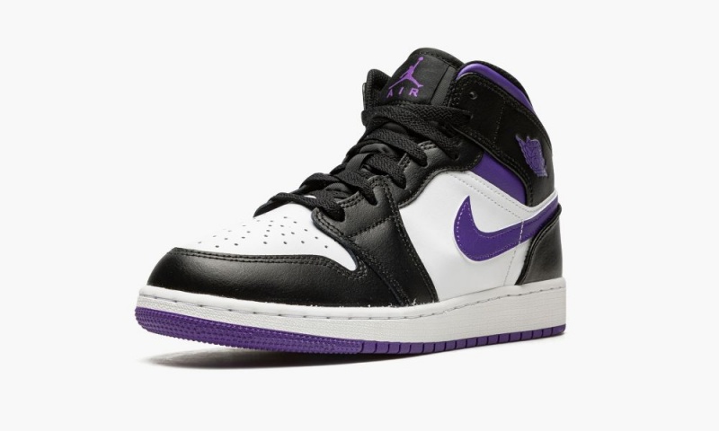 Nike Air Jordan 1 Mid (GS) Lasten Kengät Mustat Valkoinen | 704UQOMFT
