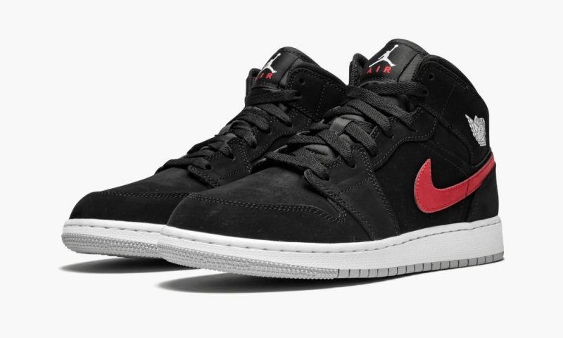 Nike Air Jordan 1 Mid (GS) Lasten Kengät Mustat Punainen | 825JRFADZ