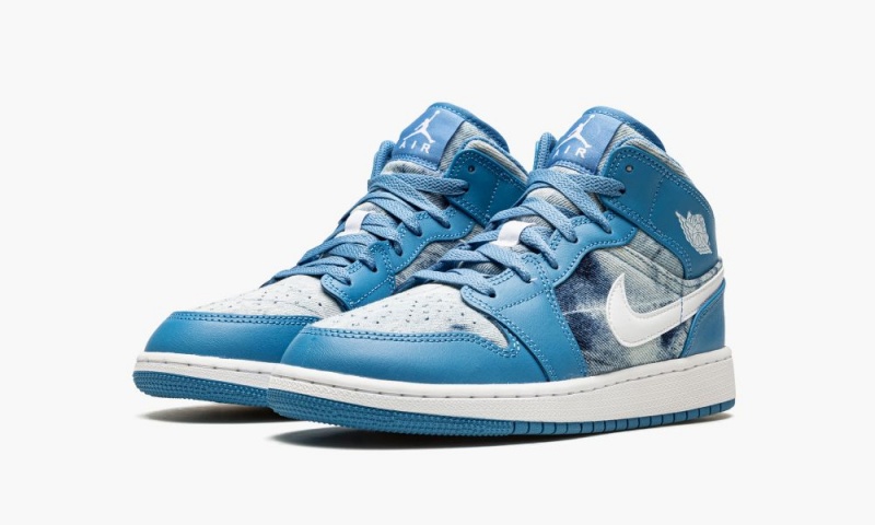 Nike Air Jordan 1 Mid (GS) Lasten Kengät Sininen Valkoinen | 371ZJVYXO