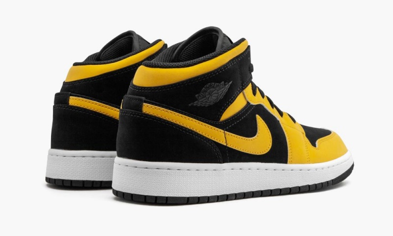Nike Air Jordan 1 Mid GS Lasten Kengät Valkoinen Mustat Kultaiset | 015NPTURI