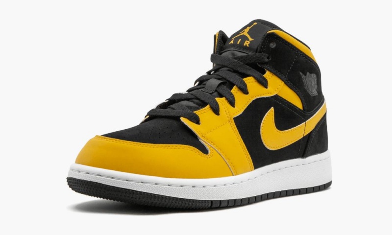 Nike Air Jordan 1 Mid GS Lasten Kengät Valkoinen Mustat Kultaiset | 015NPTURI