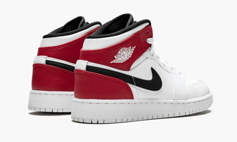 Nike Air Jordan 1 Mid (GS) Lasten Kengät Valkoinen Mustat Punainen | 218WSYUVK