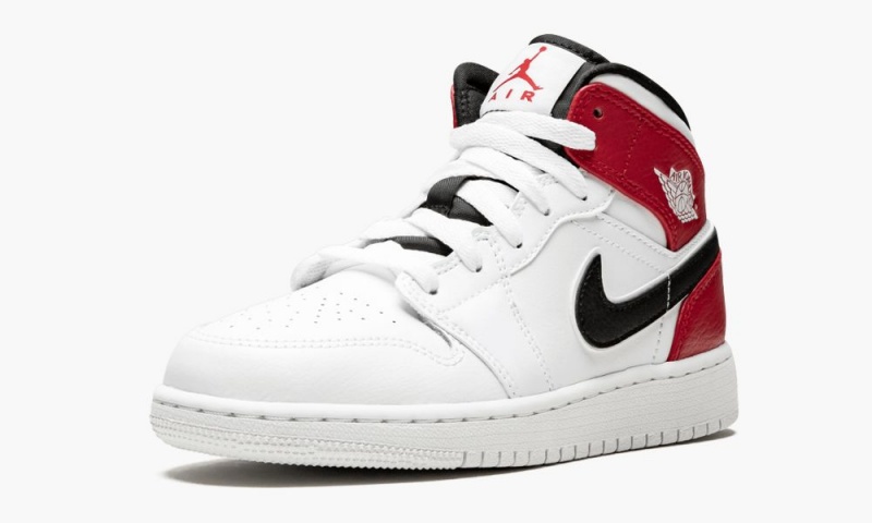 Nike Air Jordan 1 Mid (GS) Lasten Kengät Valkoinen Mustat Punainen | 218WSYUVK