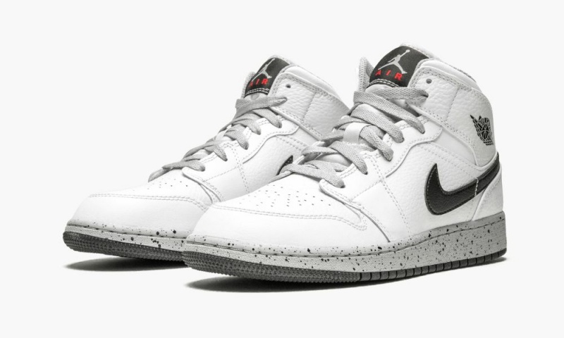 Nike Air Jordan 1 Mid (GS) Lasten Kengät Valkoinen Mustat Harmaat | 642ZDLXAR