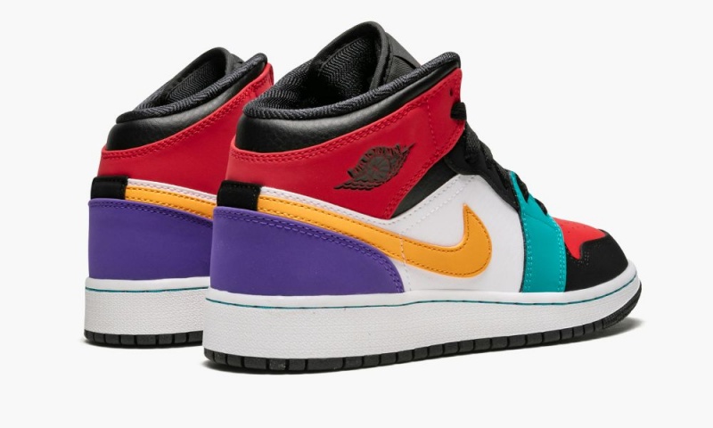Nike Air Jordan 1 Mid (GS) 'Multicolor' Lasten Kengät Valkoinen Punainen Mustat | 258CMKRZW