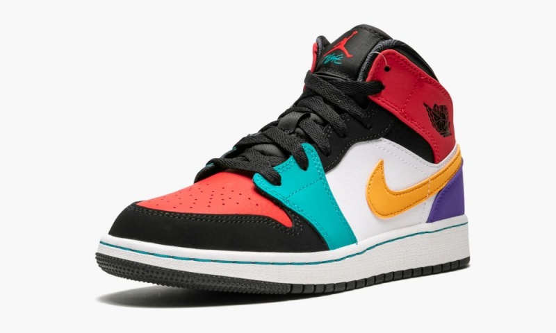 Nike Air Jordan 1 Mid (GS) 'Multicolor' Lasten Kengät Valkoinen Punainen Mustat | 258CMKRZW