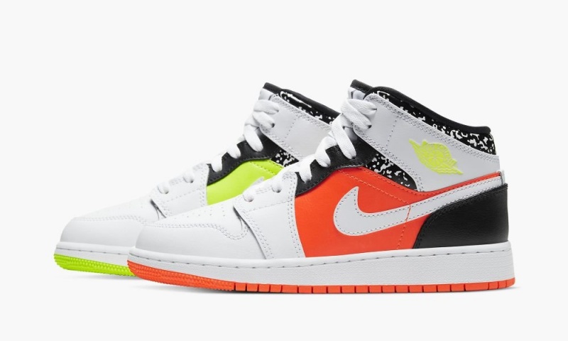 Nike Air Jordan 1 Mid GS 'Notebook' Lasten Kengät Punainen Valkoinen Mustat | 607RXKDET