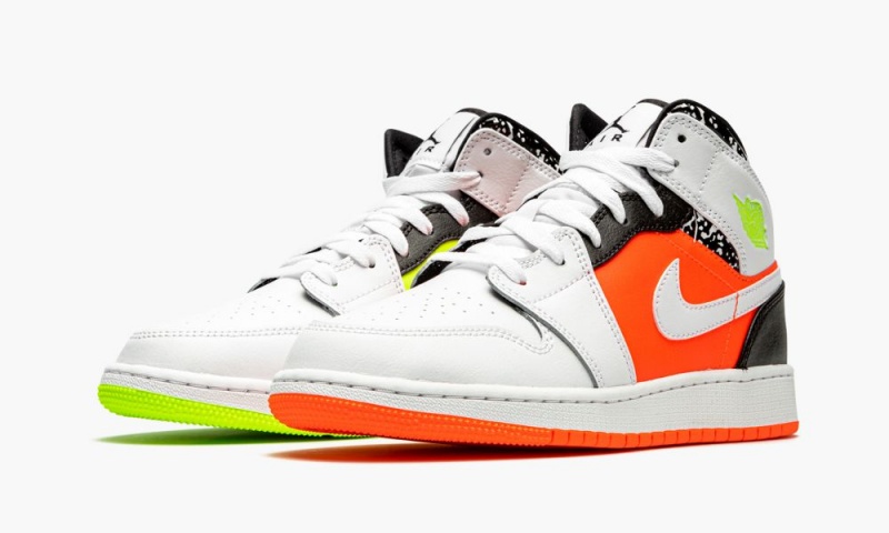 Nike Air Jordan 1 Mid GS 'Notebook' Lasten Kengät Punainen Valkoinen Mustat | 607RXKDET