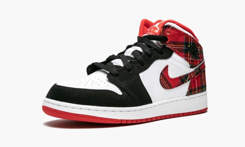 Nike Air Jordan 1 Mid (GS) 'Plaid' Lasten Kengät Punainen Mustat Valkoinen | 930YUXPTH