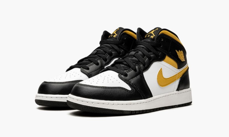 Nike Air Jordan 1 Mid GS 'Pollen / Black / White' Lasten Kengät Valkoinen Mustat | 640XQMSYO