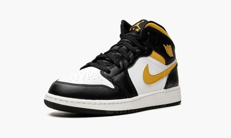 Nike Air Jordan 1 Mid GS 'Pollen / Black / White' Lasten Kengät Valkoinen Mustat | 640XQMSYO