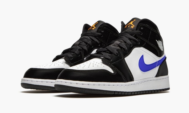 Nike Air Jordan 1 Mid GS 'Racer Blue' Lasten Kengät Mustat Sininen Valkoinen | 739RBKDAL