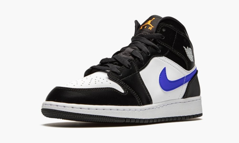 Nike Air Jordan 1 Mid GS 'Racer Blue' Lasten Kengät Mustat Sininen Valkoinen | 739RBKDAL