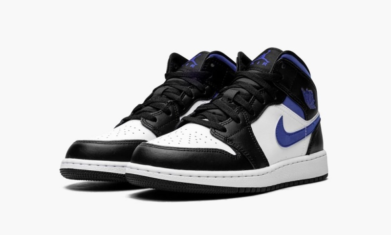 Nike Air Jordan 1 Mid GS 'Racer Blue / Black / White' Lasten Kengät Valkoinen Sininen Mustat | 910SCEAZV