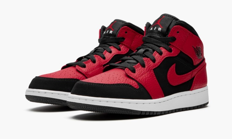 Nike Air Jordan 1 Mid (GS) 'Reverse Bred' Lasten Kengät Mustat Punainen Valkoinen | 205TWHBXP