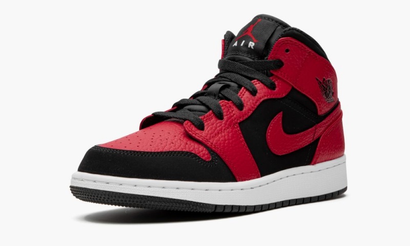 Nike Air Jordan 1 Mid (GS) 'Reverse Bred' Lasten Kengät Mustat Punainen Valkoinen | 205TWHBXP