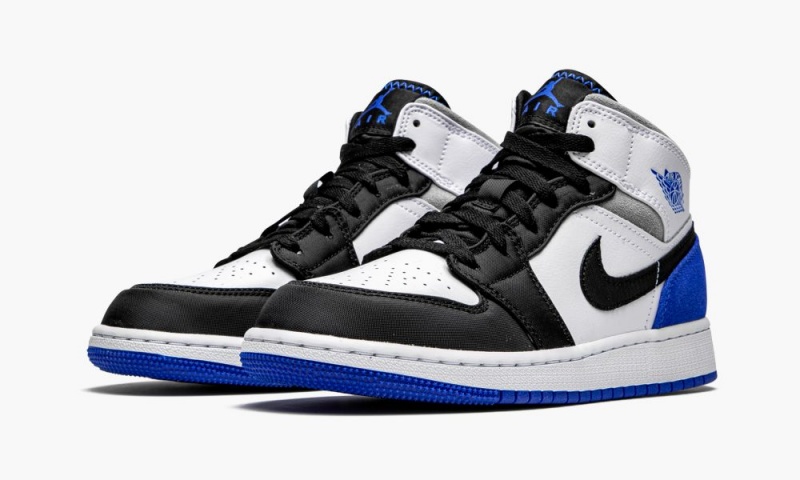 Nike Air Jordan 1 Mid GS 'Royal White' Lasten Kengät Valkoinen Kuninkaallinen Sininen Mustat | 352VJAWQM