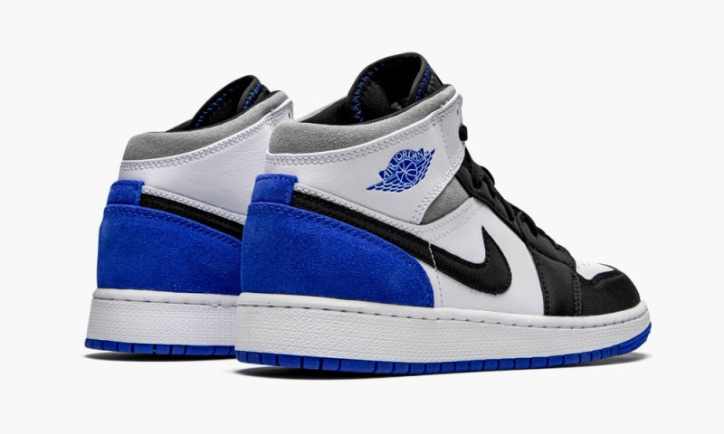 Nike Air Jordan 1 Mid GS 'Royal White' Lasten Kengät Valkoinen Kuninkaallinen Sininen Mustat | 352VJAWQM
