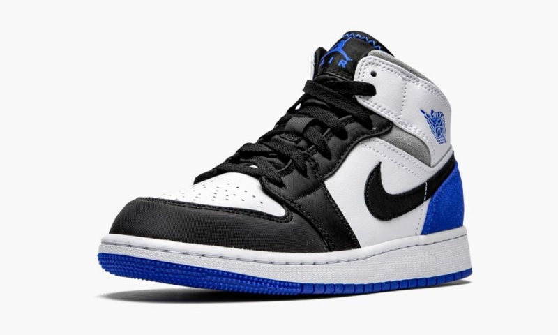 Nike Air Jordan 1 Mid GS 'Royal White' Lasten Kengät Valkoinen Kuninkaallinen Sininen Mustat | 352VJAWQM