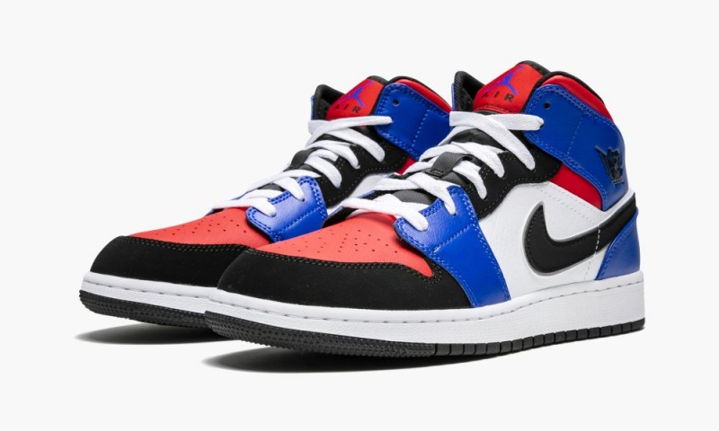 Nike Air Jordan 1 Mid (GS) 'Top 3' Lasten Kengät Valkoinen Mustat Kuninkaallinen Sininen | 762QSAPOW