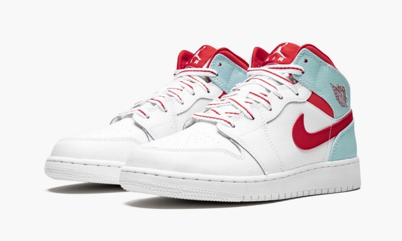 Nike Air Jordan 1 Mid (GS) 'Topaz Mist' Lasten Kengät Valkoinen Punainen | 983OSWVTX
