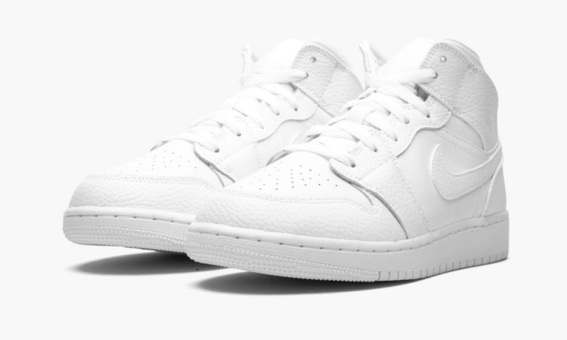 Nike Air Jordan 1 Mid GS 'Triple White' Lasten Kengät Valkoinen | 182GOAKPW