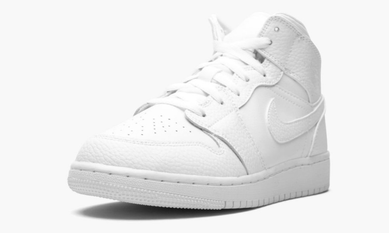 Nike Air Jordan 1 Mid GS 'Triple White' Lasten Kengät Valkoinen | 182GOAKPW