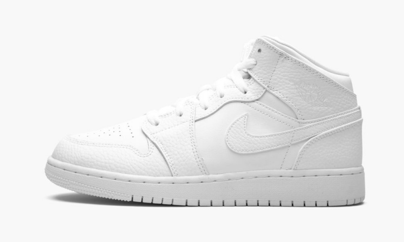 Nike Air Jordan 1 Mid GS \'Triple White\' Lasten Kengät Valkoinen | 182GOAKPW