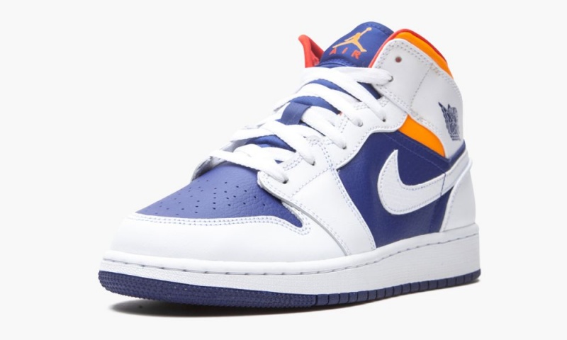 Nike Air Jordan 1 Mid GS 'White Deep Royal Blue' Lasten Kengät Valkoinen Oranssi | 279UKRZON