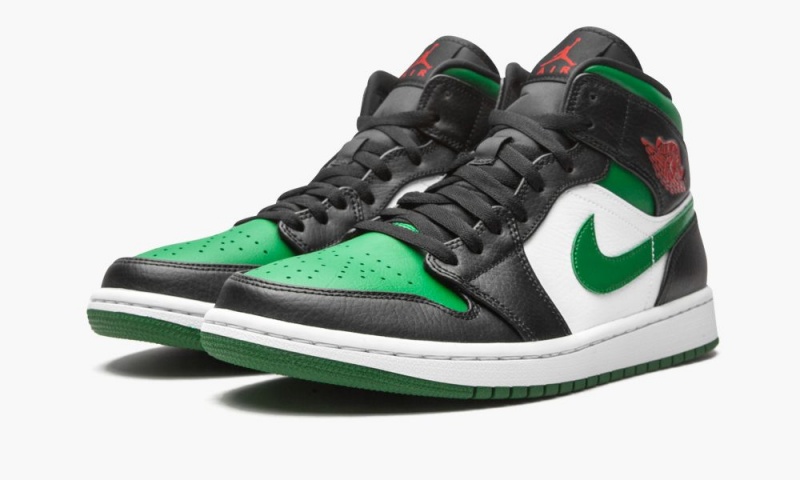 Nike Air Jordan 1 Mid 'Green Varvas' Miesten Kengät Mustat Punainen Valkoinen Syvä Vihreä | 495PAJTYX