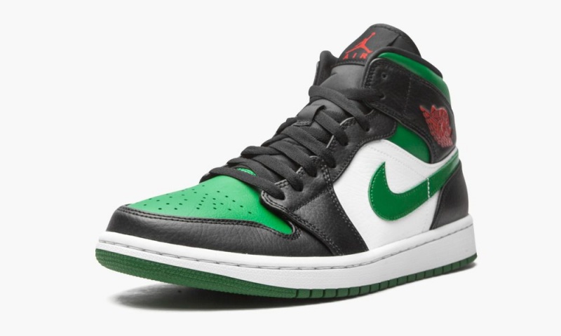 Nike Air Jordan 1 Mid 'Green Varvas' Miesten Kengät Mustat Punainen Valkoinen Syvä Vihreä | 495PAJTYX