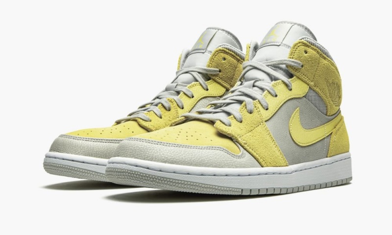 Nike Air Jordan 1 Mid 'Grey Fog / Lemon Wash' Miesten Kengät Sitruuna Pesu Valkoinen | 523RLGNKE