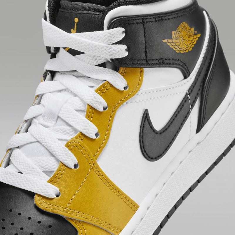 Nike Air Jordan 1 Mid Lasten Kengät Keltainen Mustat Valkoinen | 630FMXGNQ