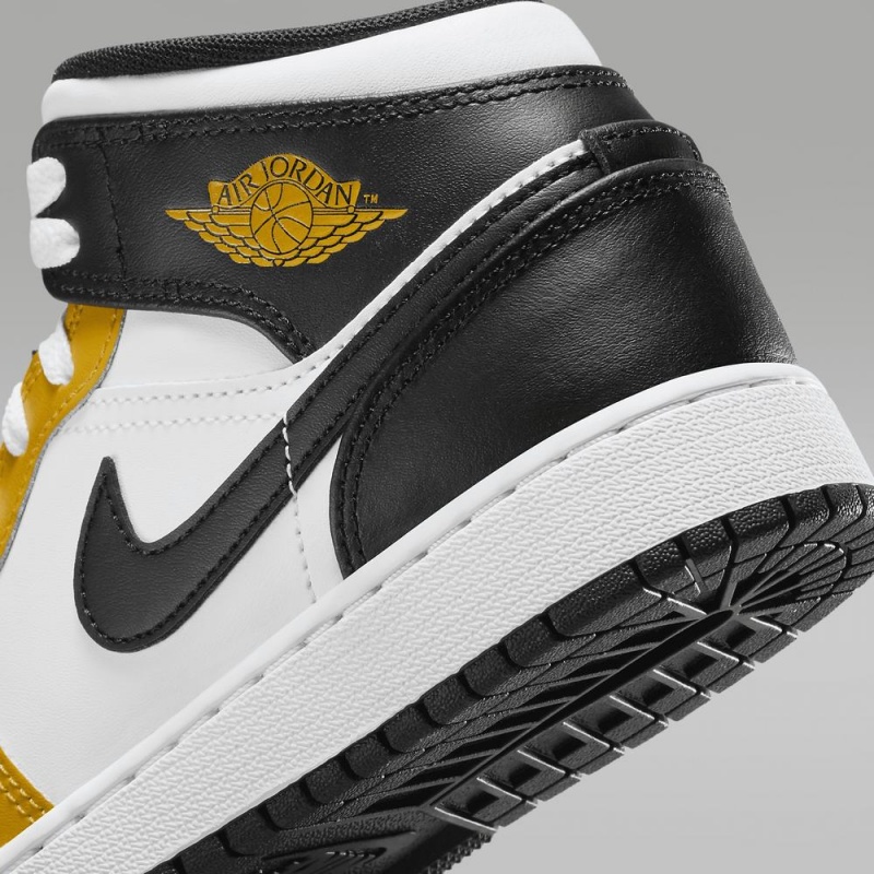 Nike Air Jordan 1 Mid Lasten Kengät Keltainen Mustat Valkoinen | 630FMXGNQ