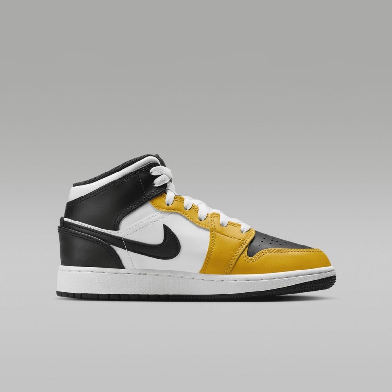 Nike Air Jordan 1 Mid Lasten Kengät Keltainen Mustat Valkoinen | 630FMXGNQ