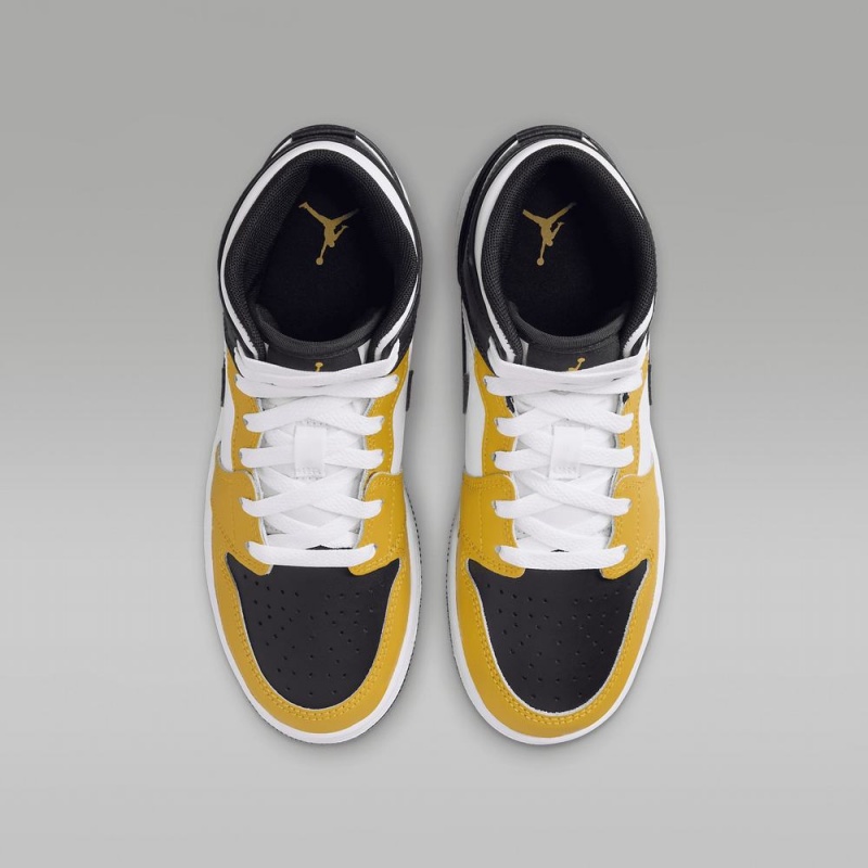Nike Air Jordan 1 Mid Lasten Kengät Keltainen Mustat Valkoinen | 630FMXGNQ