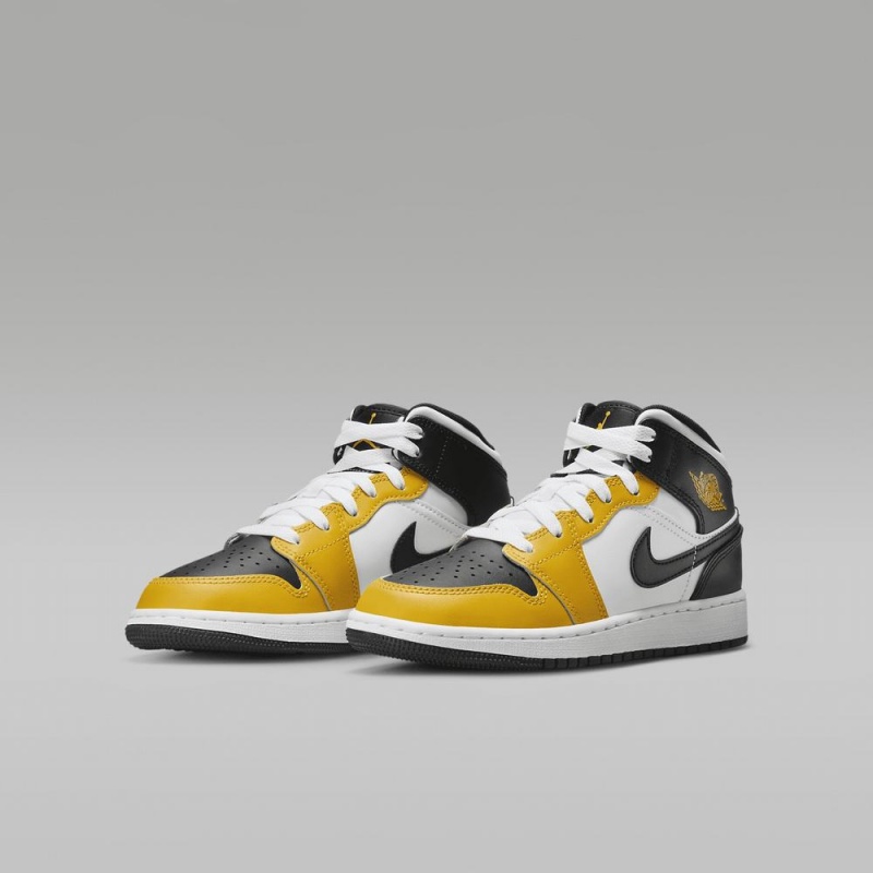 Nike Air Jordan 1 Mid Lasten Kengät Keltainen Mustat Valkoinen | 630FMXGNQ