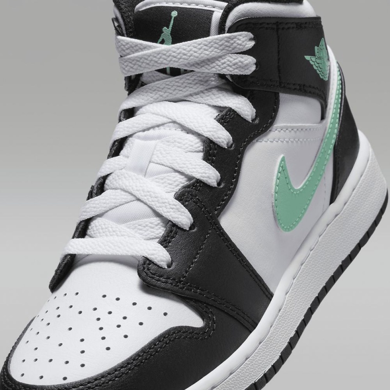 Nike Air Jordan 1 Mid Lasten Kengät Mustat Valkoinen Vihreä | 694VMIHSY