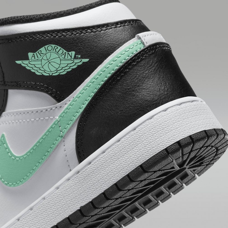 Nike Air Jordan 1 Mid Lasten Kengät Mustat Valkoinen Vihreä | 694VMIHSY
