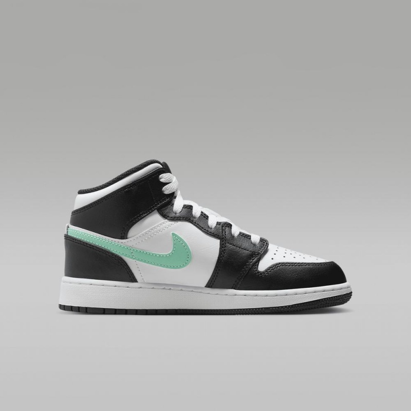 Nike Air Jordan 1 Mid Lasten Kengät Mustat Valkoinen Vihreä | 694VMIHSY